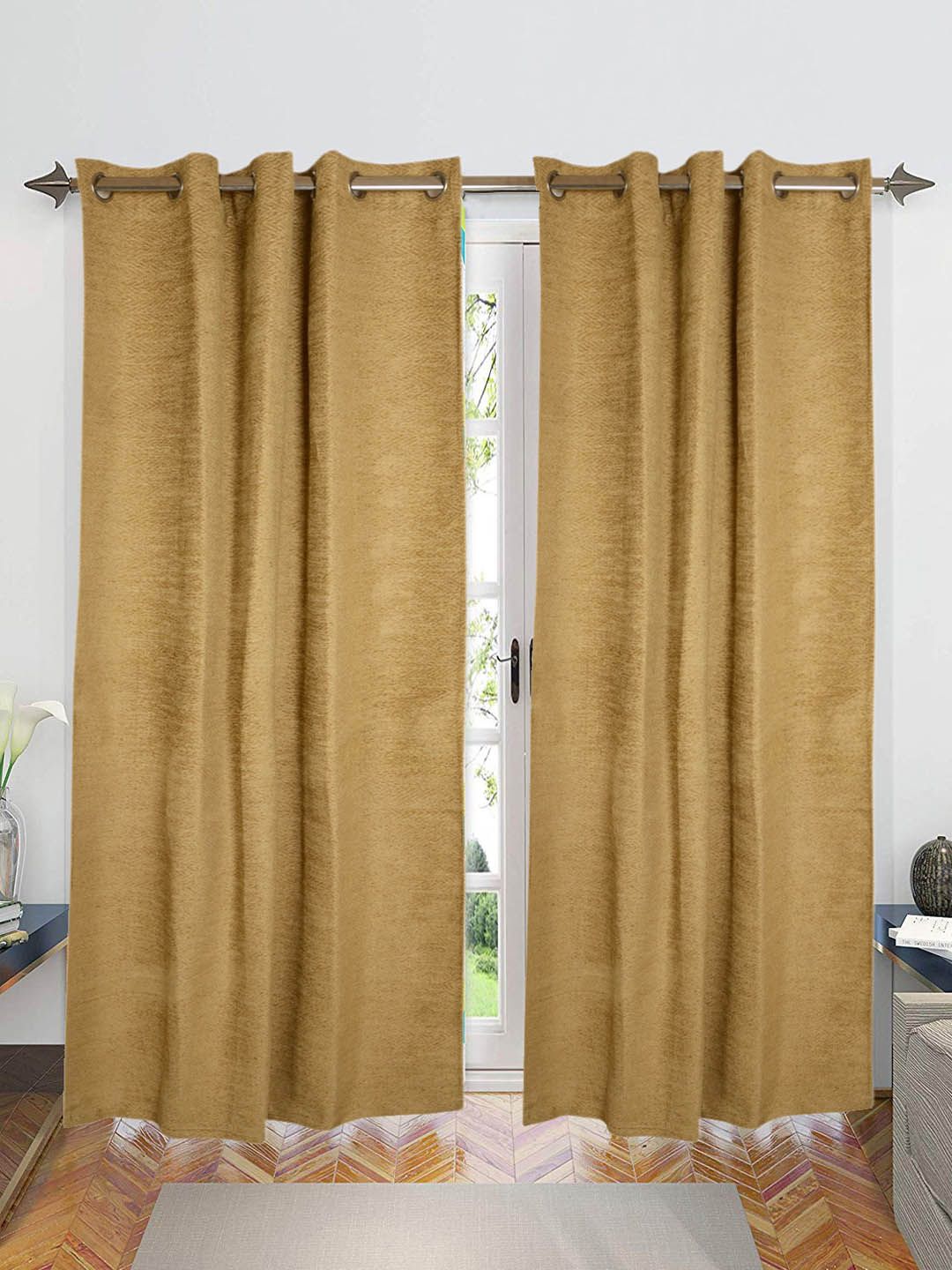 Saral Home Gold-Toned Set of 2 Door Curtains Price in India