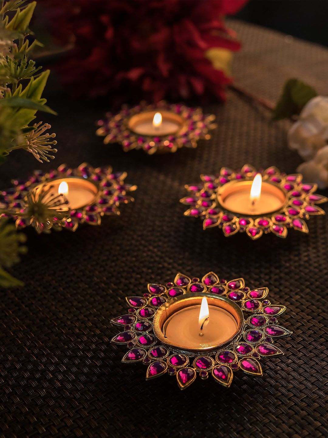 Homesake Set Of 4 Pink Candle Light Holder Price in India