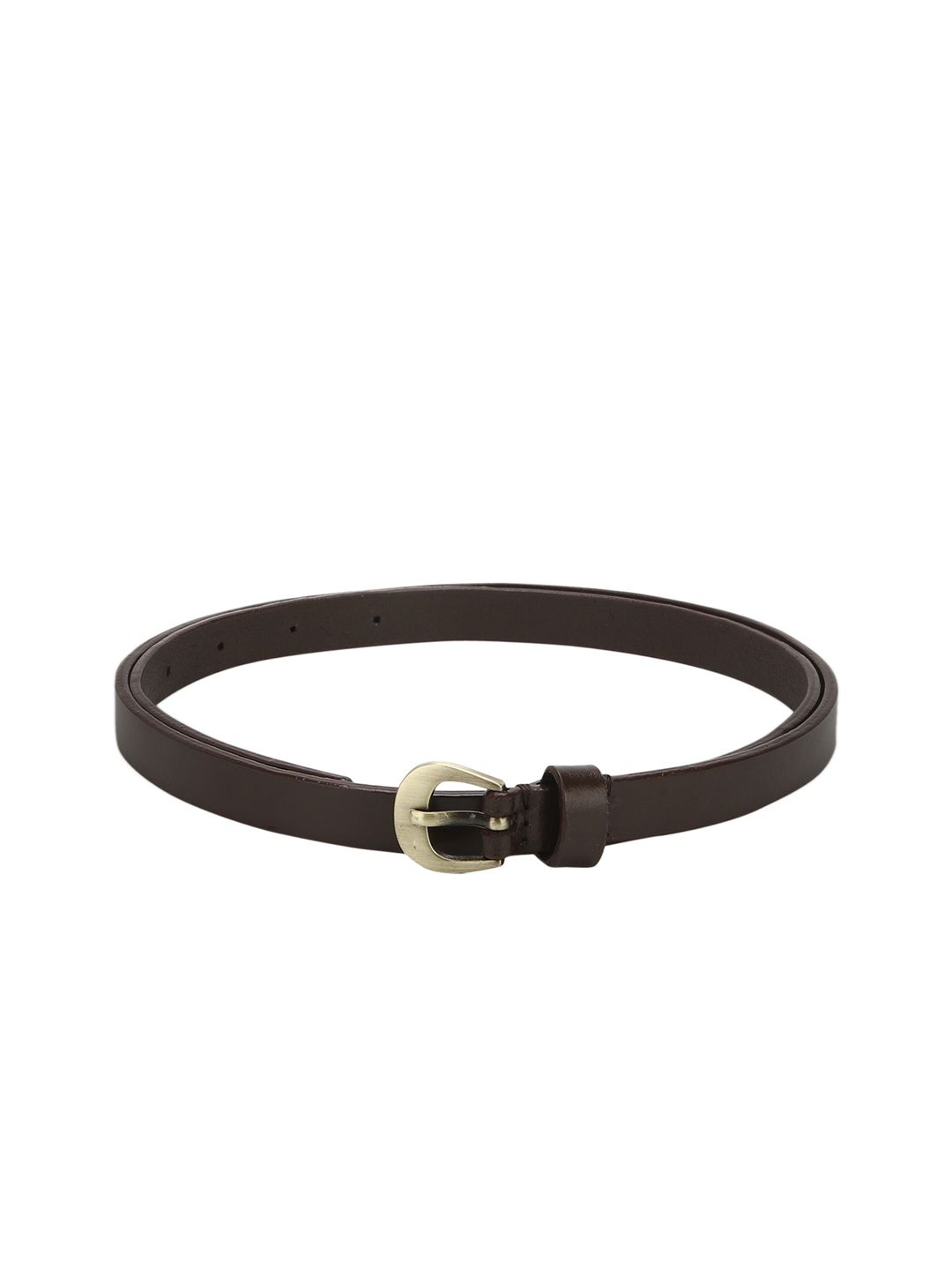 Aditi Wasan Women Coffee Brown Solid Slim Leather Belt Price in India