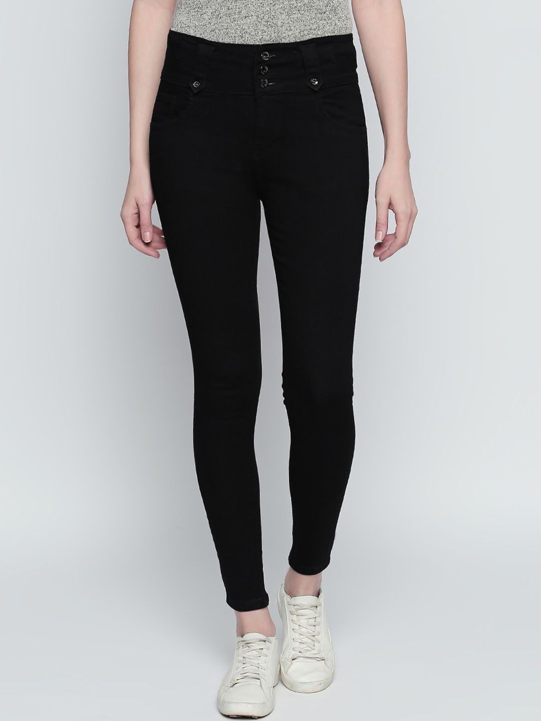 High Star Women Plus Size Black Slim Fit High-Rise Clean Look Stretchable Jeans Price in India