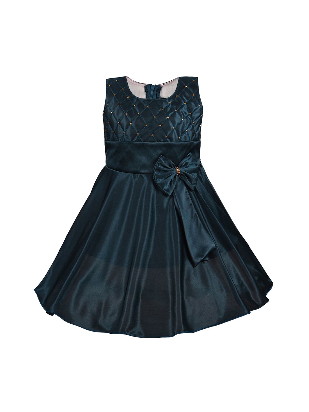 Wish Karo Girls Teal Green Embellished Fit and Flare Dress