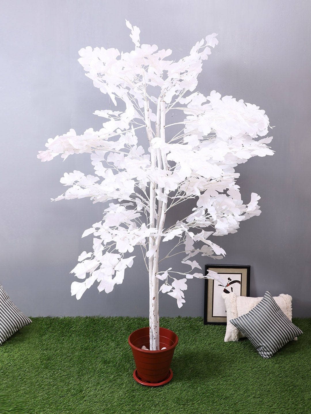 Pollination White Artificial Ginkgo Plant Without Pot Price in India