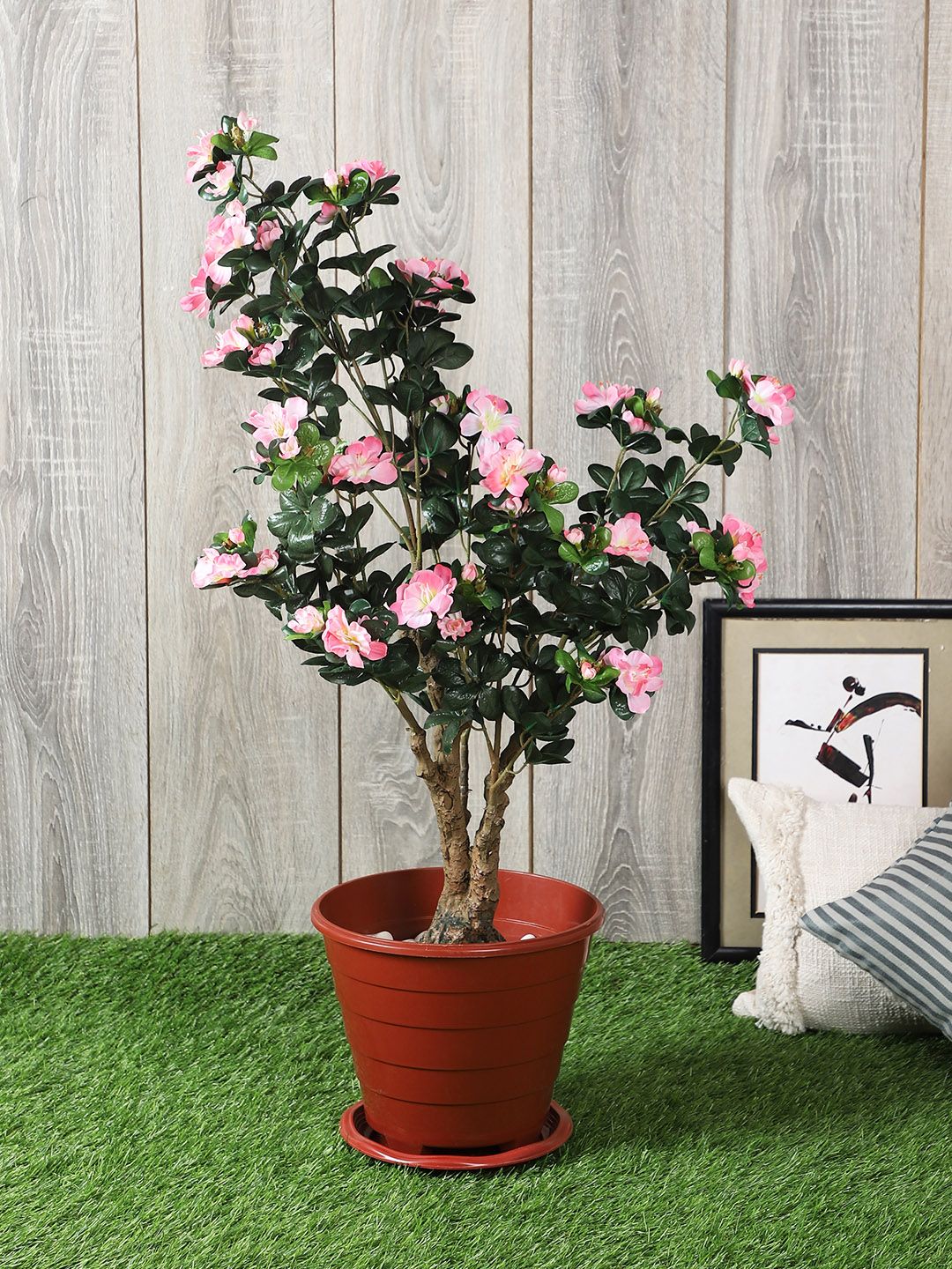 Pollination Light Pink Artificial Rhododendron Plant Without Pot Price in India