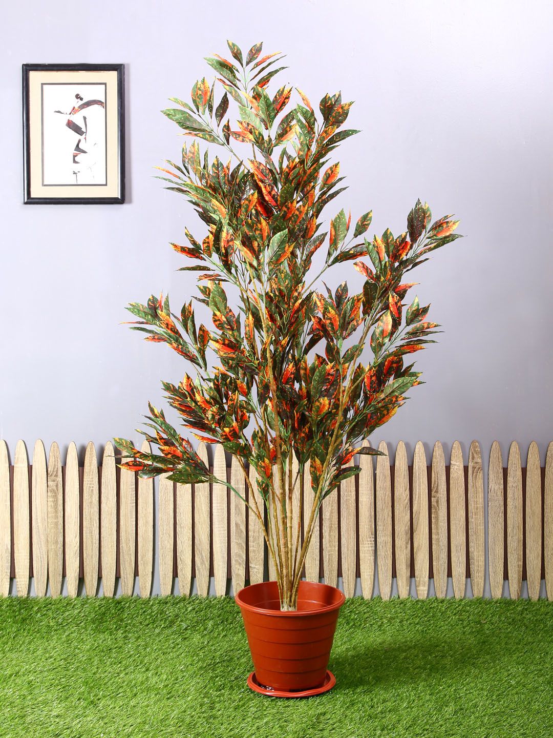 PolliNation Green  Orange Artificial Croton Plant Without Pot Price in India