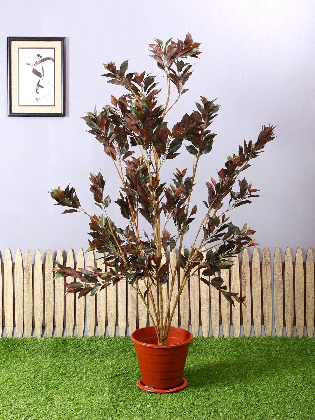 PolliNation Green  Red Artificial Ficus Plant Without Pot Price in India