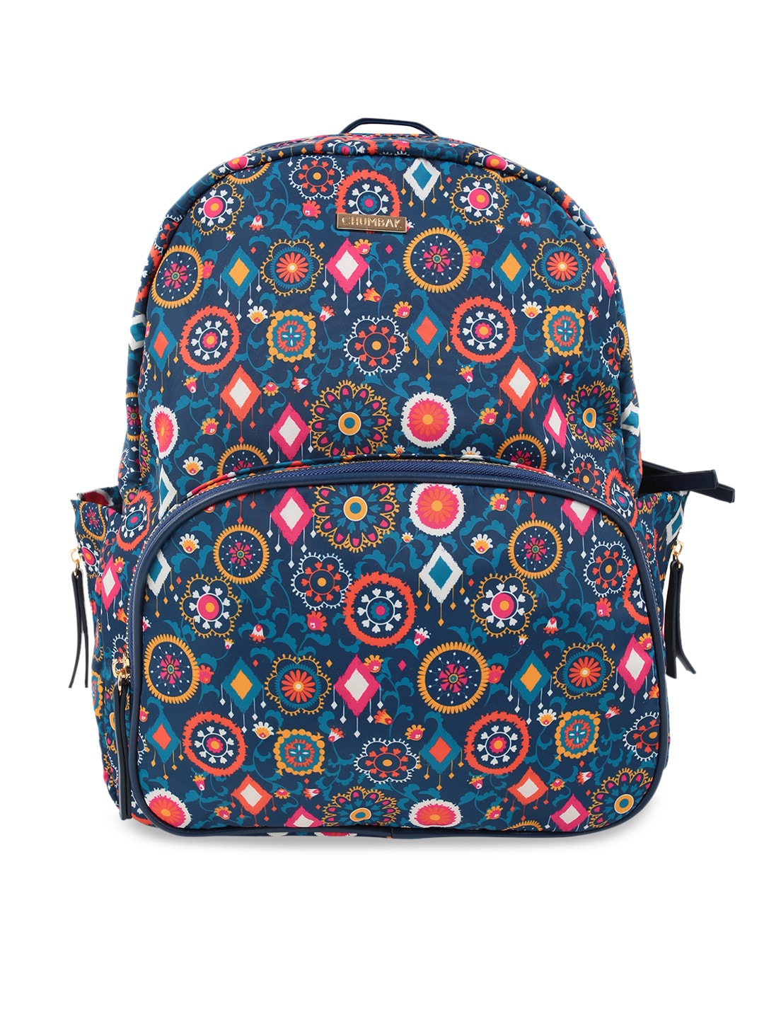 Chumbak Women Navy Blue & Pink Printed Backpack Price in India
