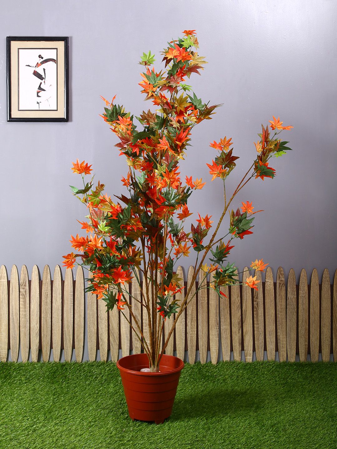 PolliNation Orange  Green Artificial Maple Plant Price in India