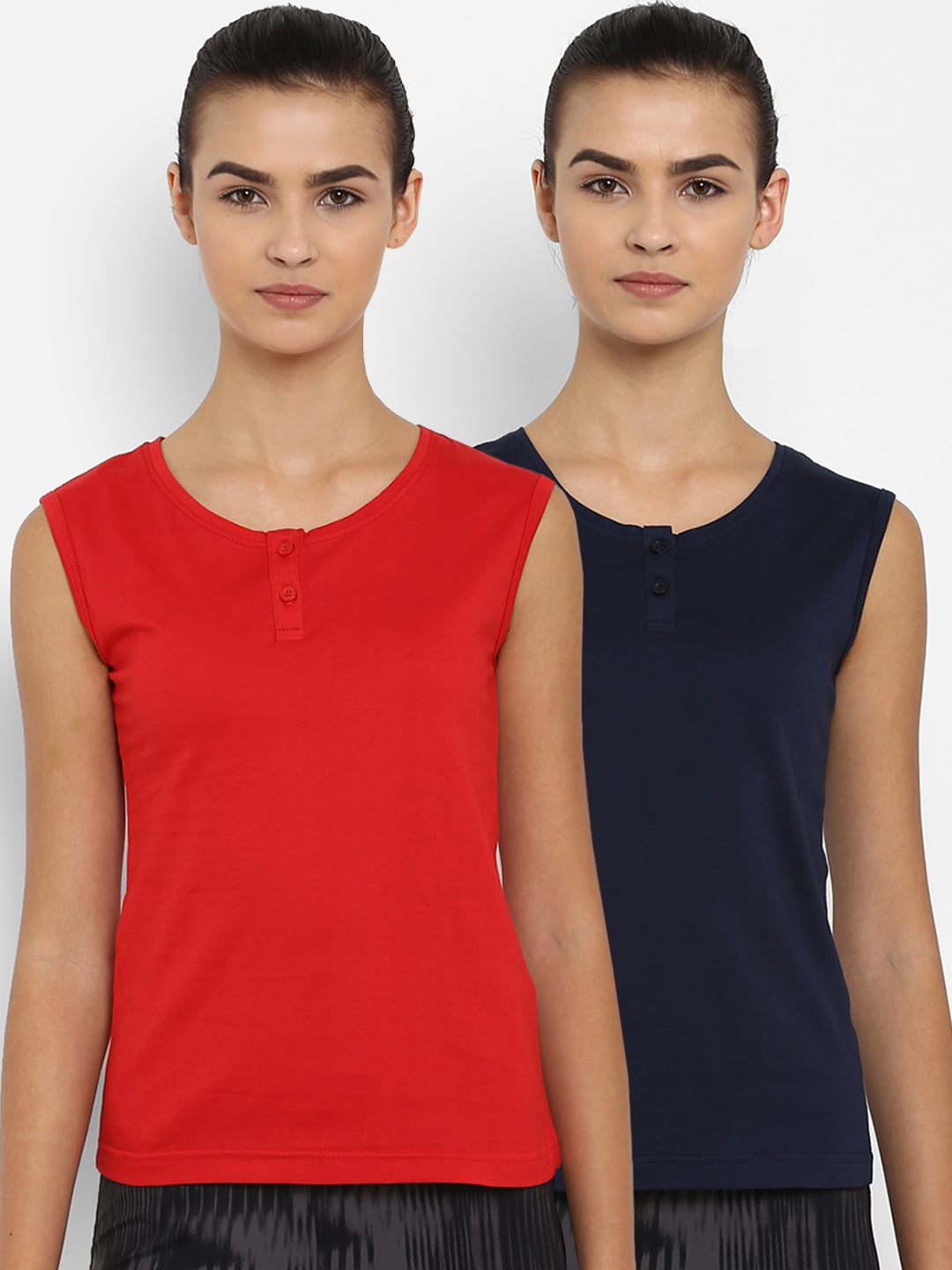 appulse Women Pack of 2 Solid Henley Neck Slim Fit T-shirts Price in India
