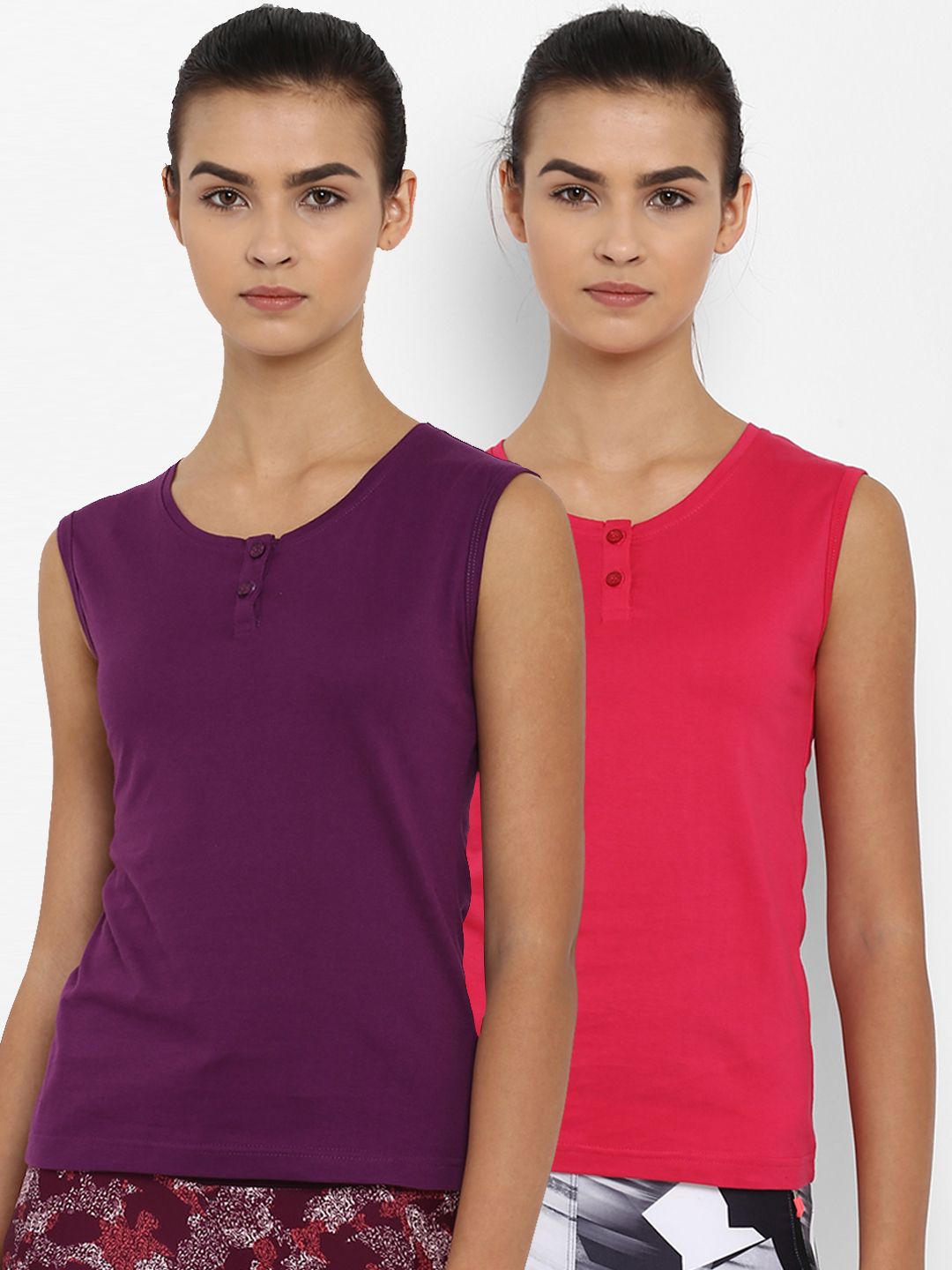 appulse Women Pack of 2 Solid Henley Neck Slim Fit T-shirts Price in India