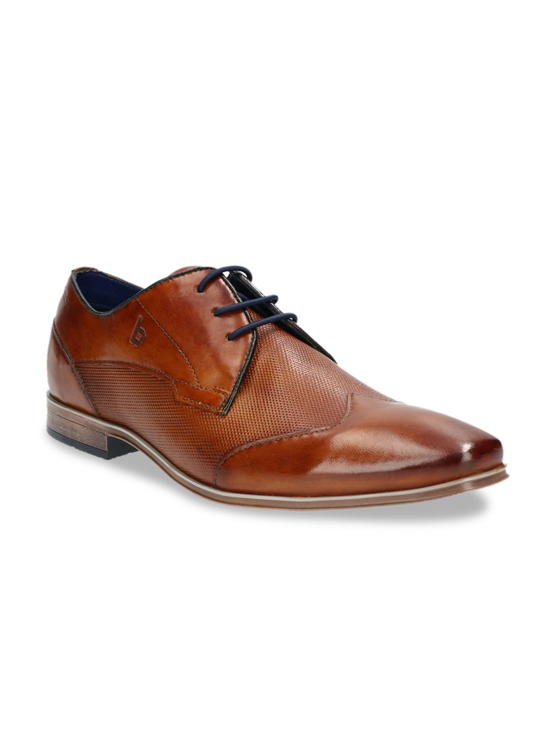 Bugatti Men Brown Textured Leather Formal Derbys