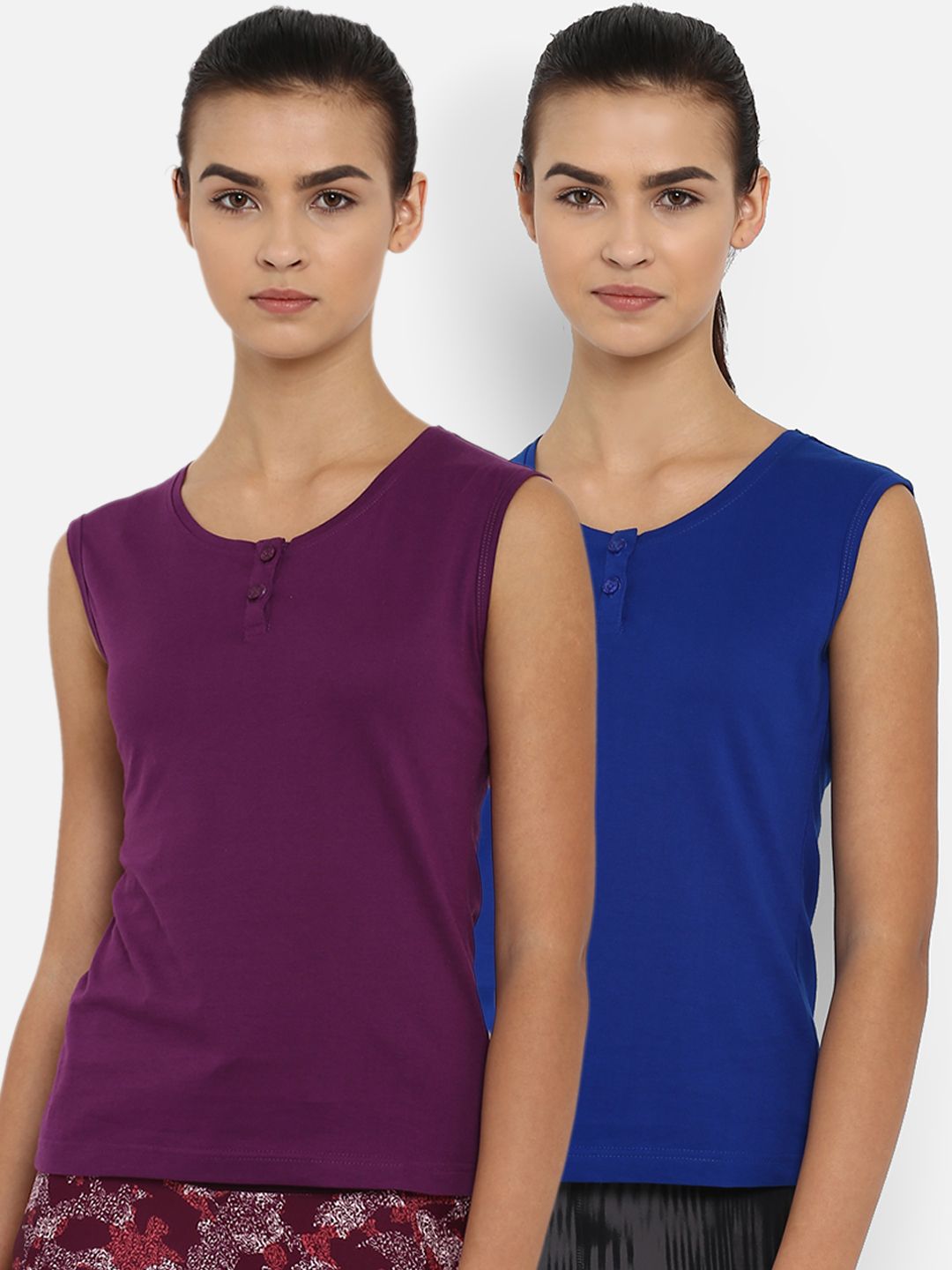 appulse Women Pack of 2 Solid Henley Neck Slim Fit T-shirts Price in India