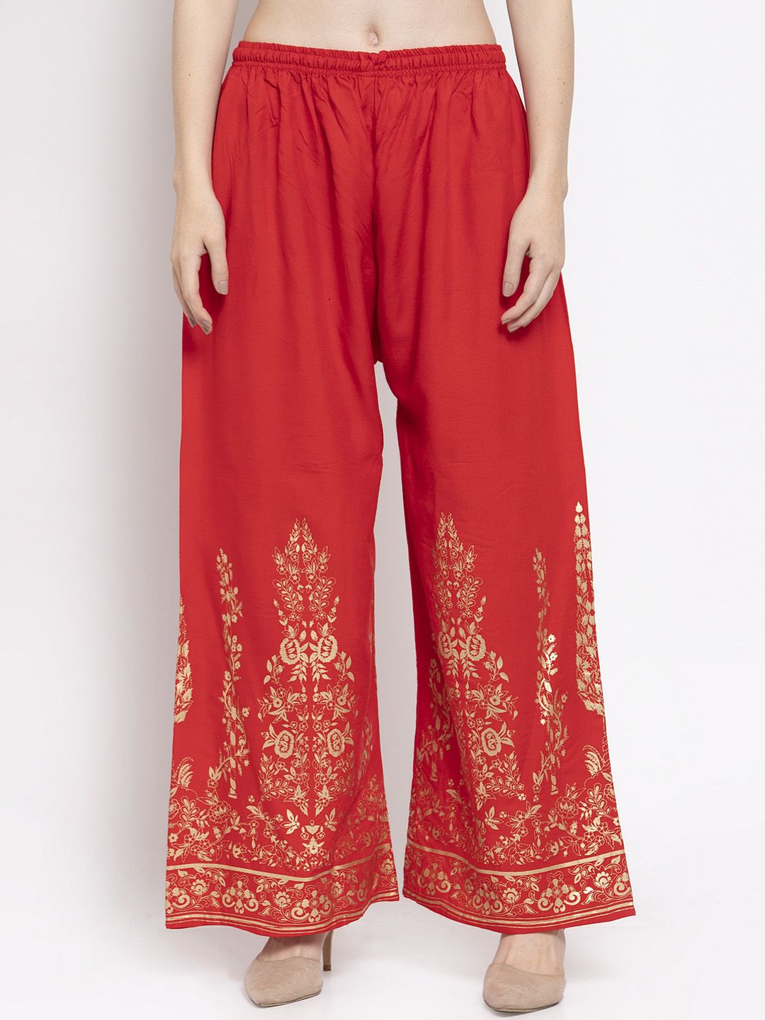 Clora Creation Women Red Printed Wide Leg Palazzos Price in India