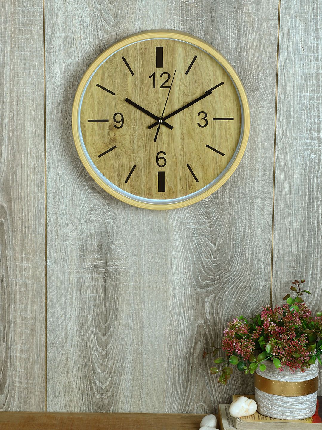 House Of Accessories Mustard Yellow Round Solid 30 x 30 CM Analogue Wall Clock Price in India