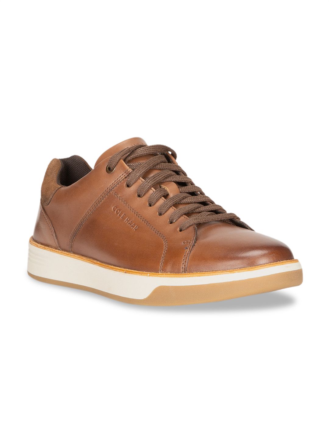 Cole Haan Men Brown Leather Grand Crosscourt Crafted Sneakers