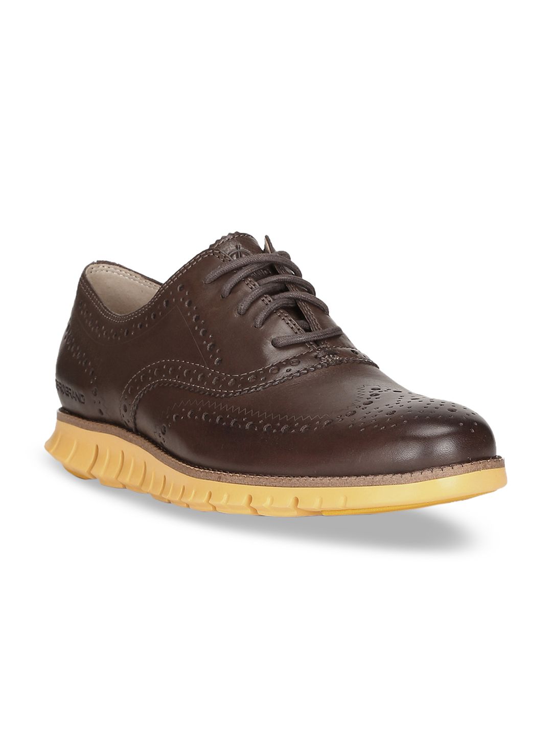 Cole Haan Men Brown Zerogrand Laser Wingtip Oxford Leather Brogues