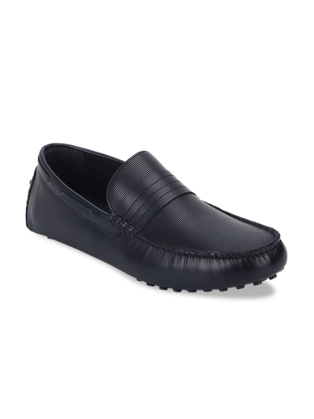 Red Tape Men Navy Blue Textured Leather Formal Loafers