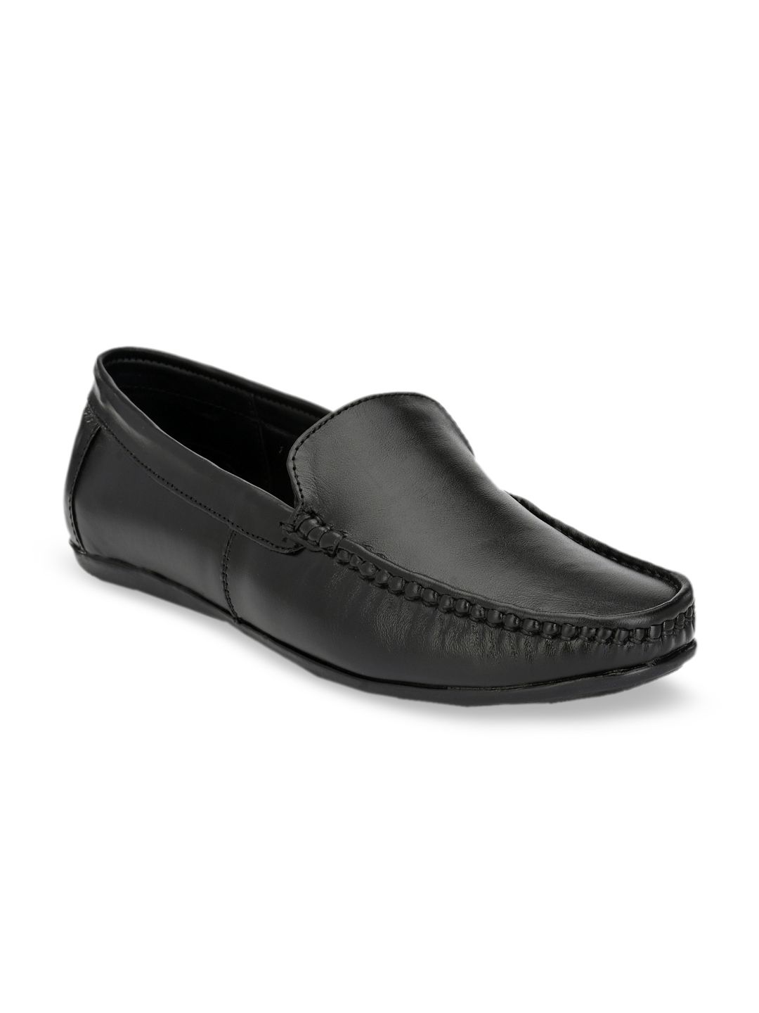 Mactree Men Black Solid Genuine Leather Formal Loafers