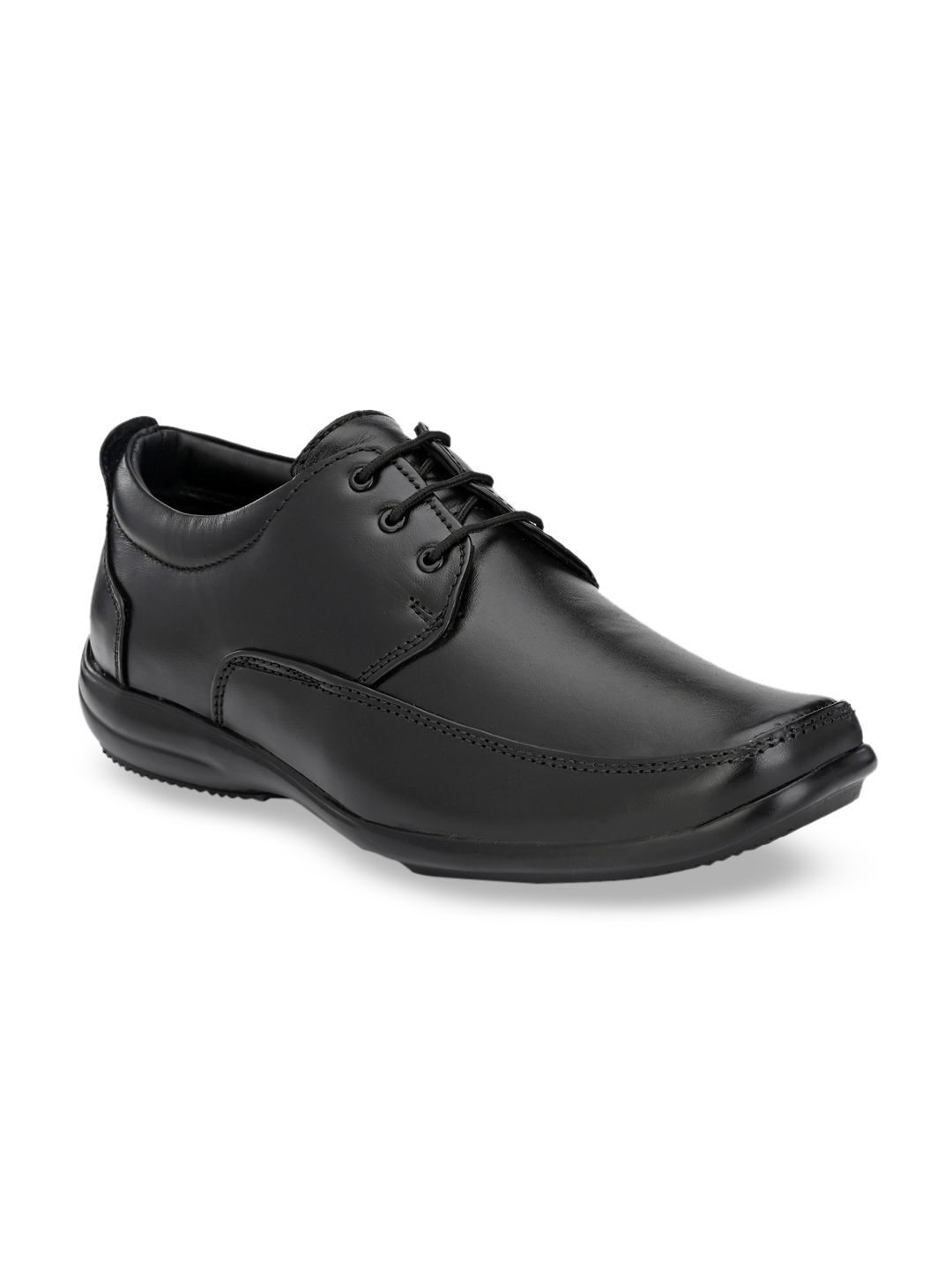 Mactree Men Black Solid Genuine Leather Formal Derbys