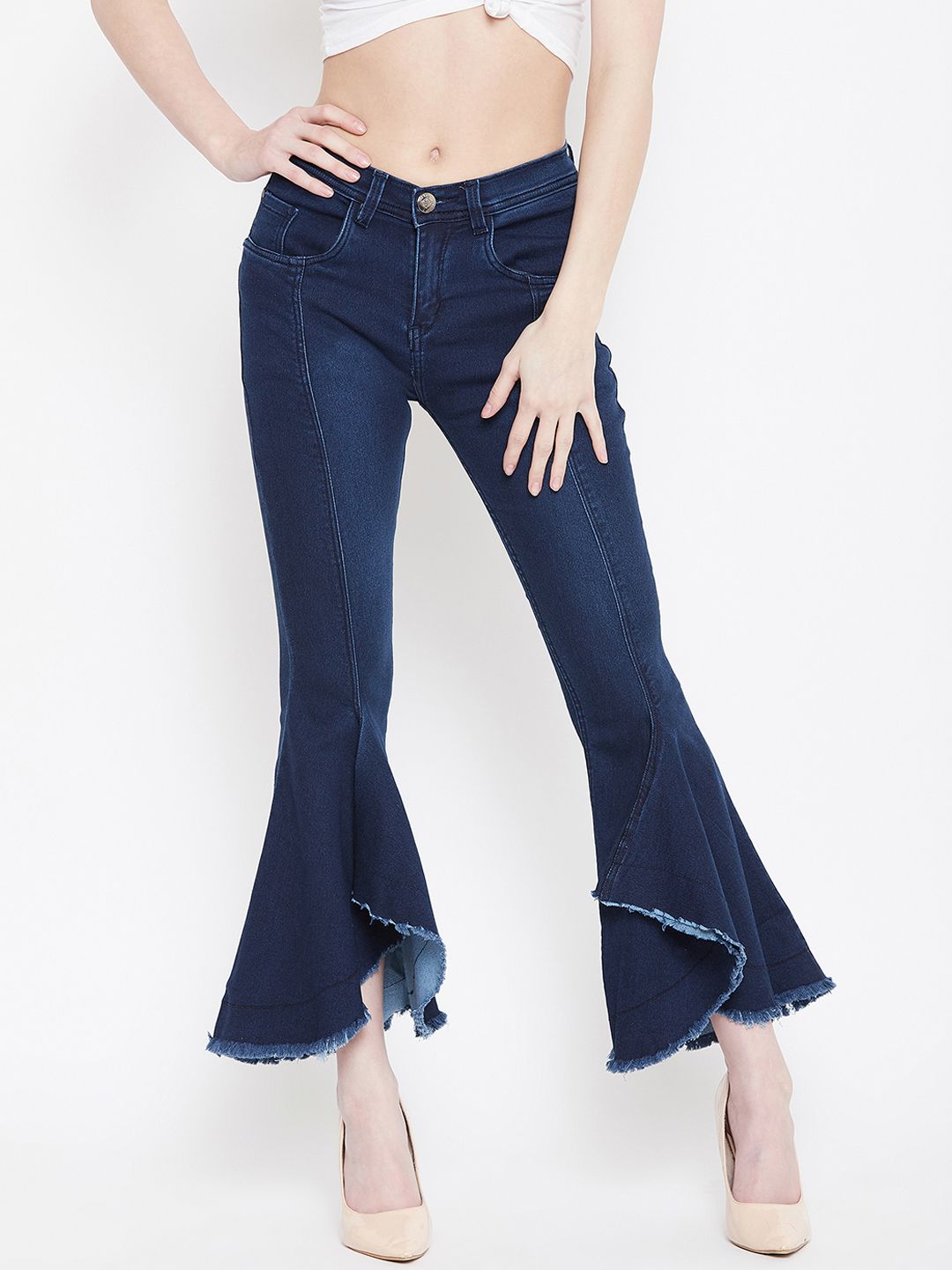 Nifty Women Blue Flared Mid-Rise Clean Look Stretchable Jeans Price in India