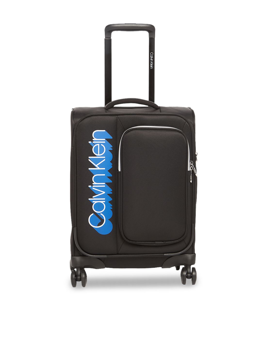 Calvin Klein Black Solid Sky Shadow 360-Degree Rotation Soft-Sided Cabin Trolley Suitcase Price in India