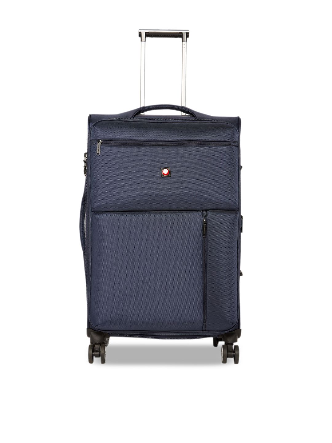 SWISS BRAND Unisex Blue Solid Locarno 360-Degree Rotation Soft-Sided Large Trolley Suitcase Price in India