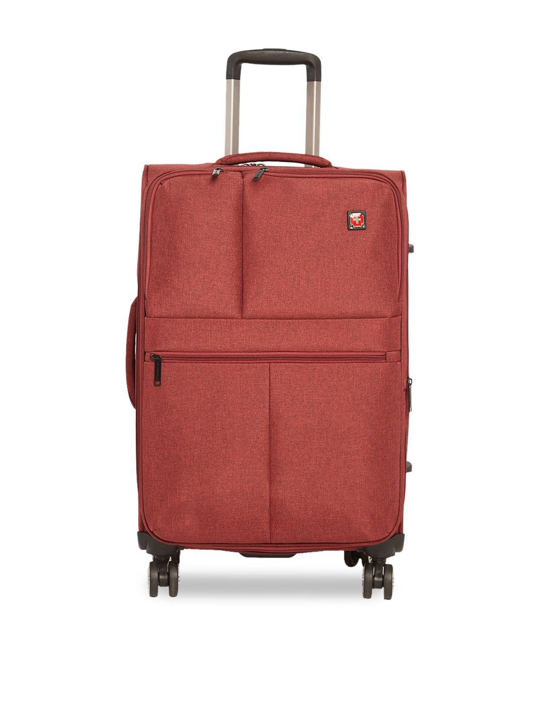 SWISS BRAND Rust-Coloured Solid Vevey Soft-Sided Medium Trolley Suitcase Price in India