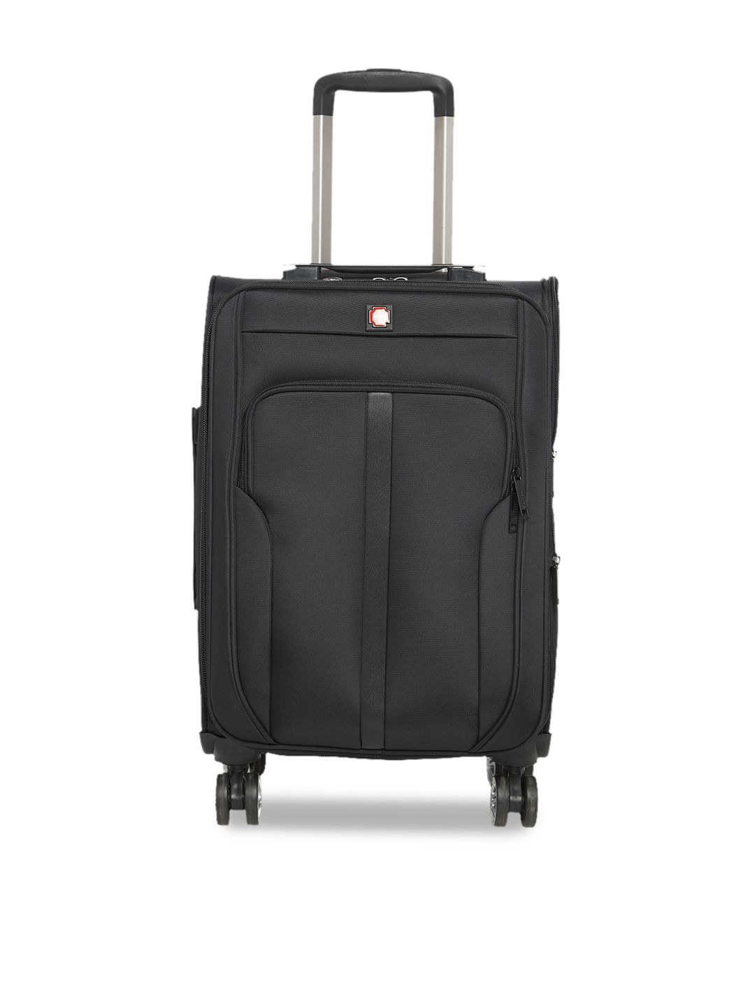 SWISS BRAND Black Solid Cabin Trolley Suitcase Price in India