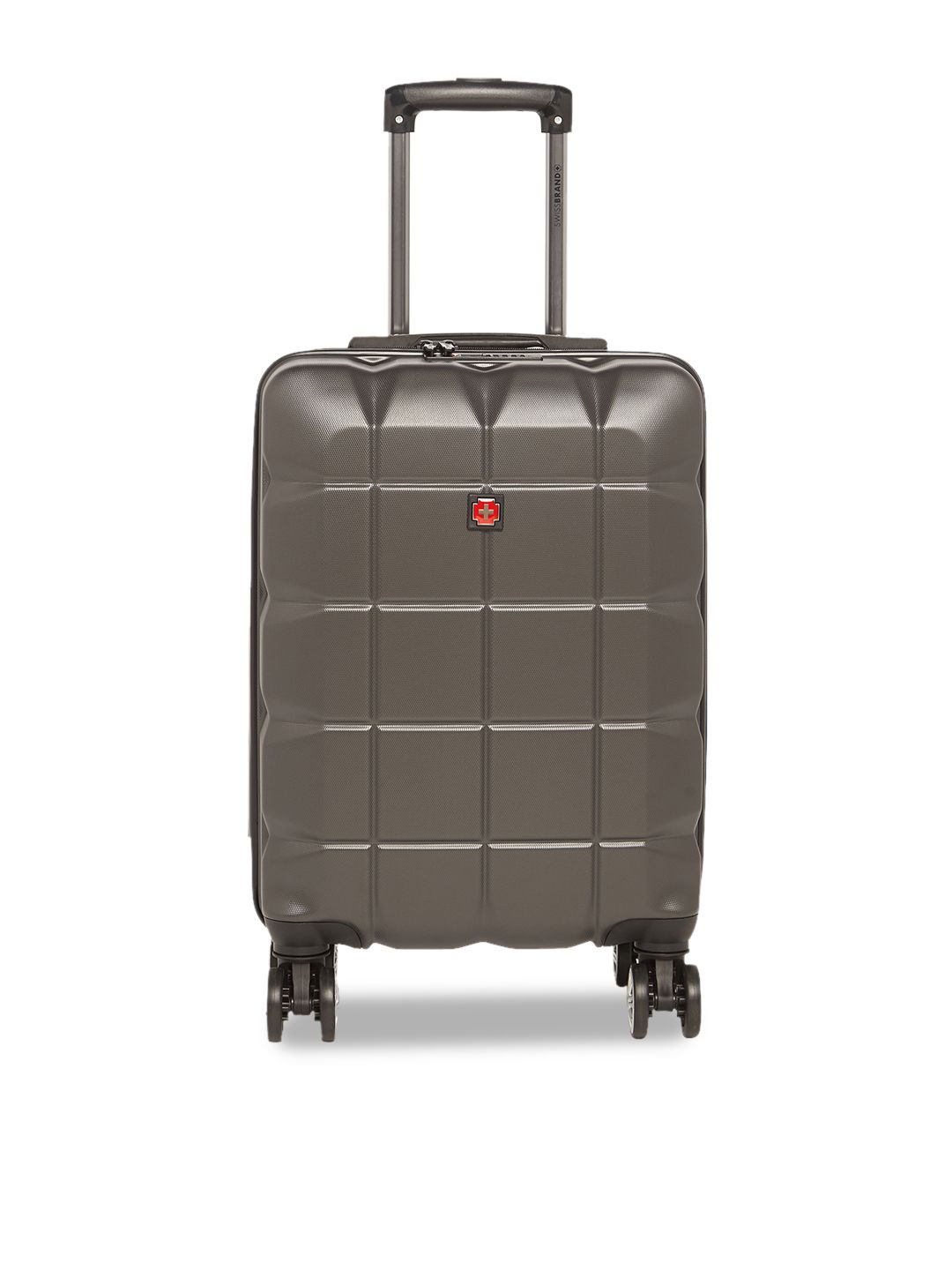 SWISS BRAND Unisex Grey Solid Friburg 360-Degree Rotation Hard-Sided Cabin Trolley Suitcase Price in India