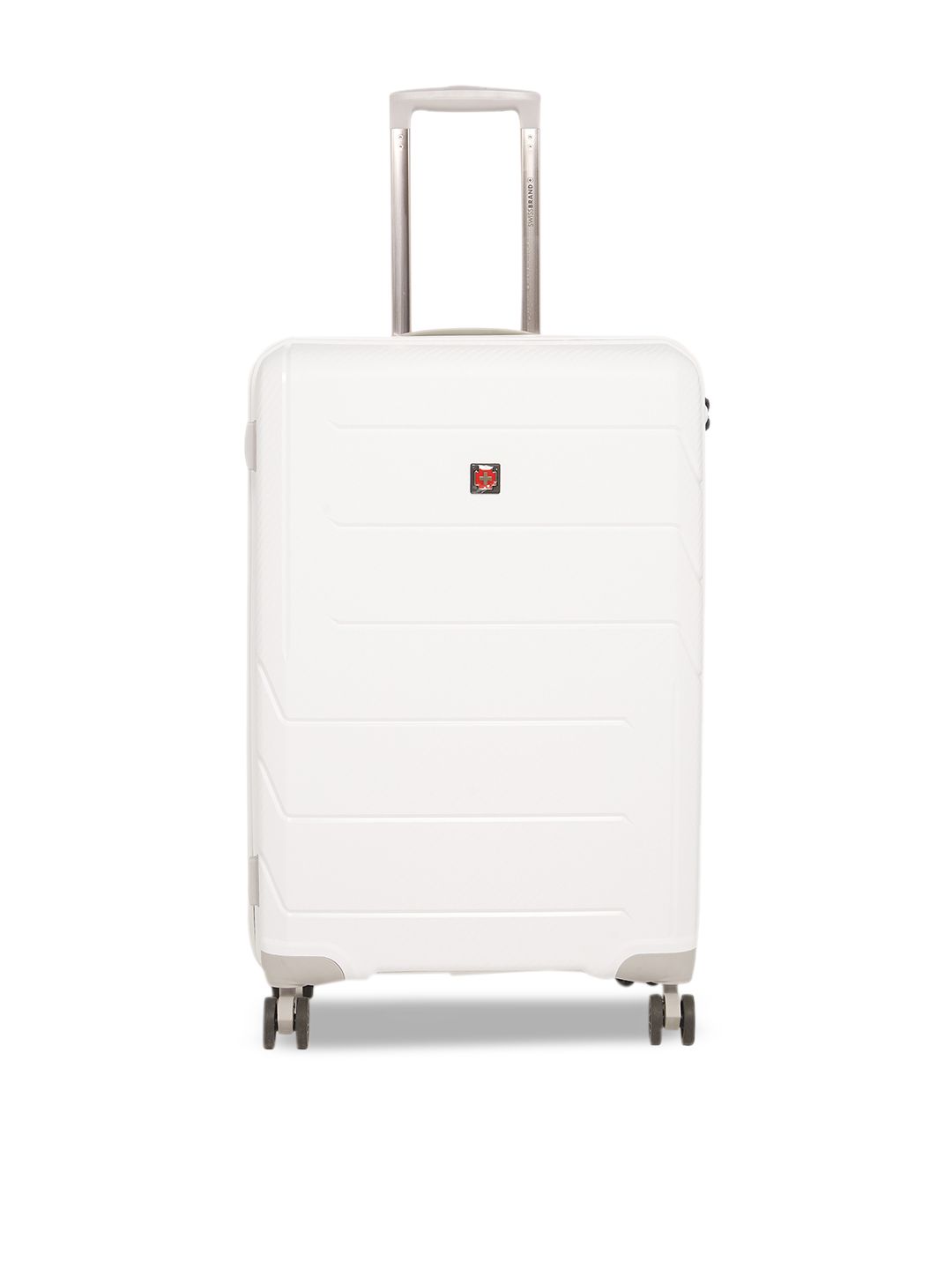 SWISS BRAND Unisex White Solid MATTERHORN 360-Degree Rotation Hard-Sided Medium Trolley Suitcase Price in India