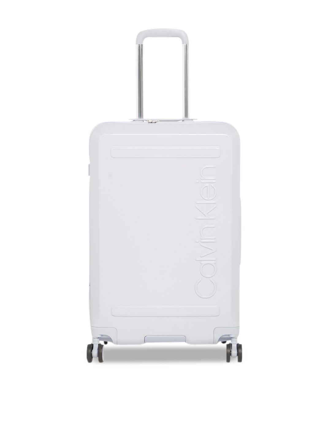 Calvin Klein White Solid Soho Hard-Sided Corn Flower Medium Trolley Suitcase Price in India