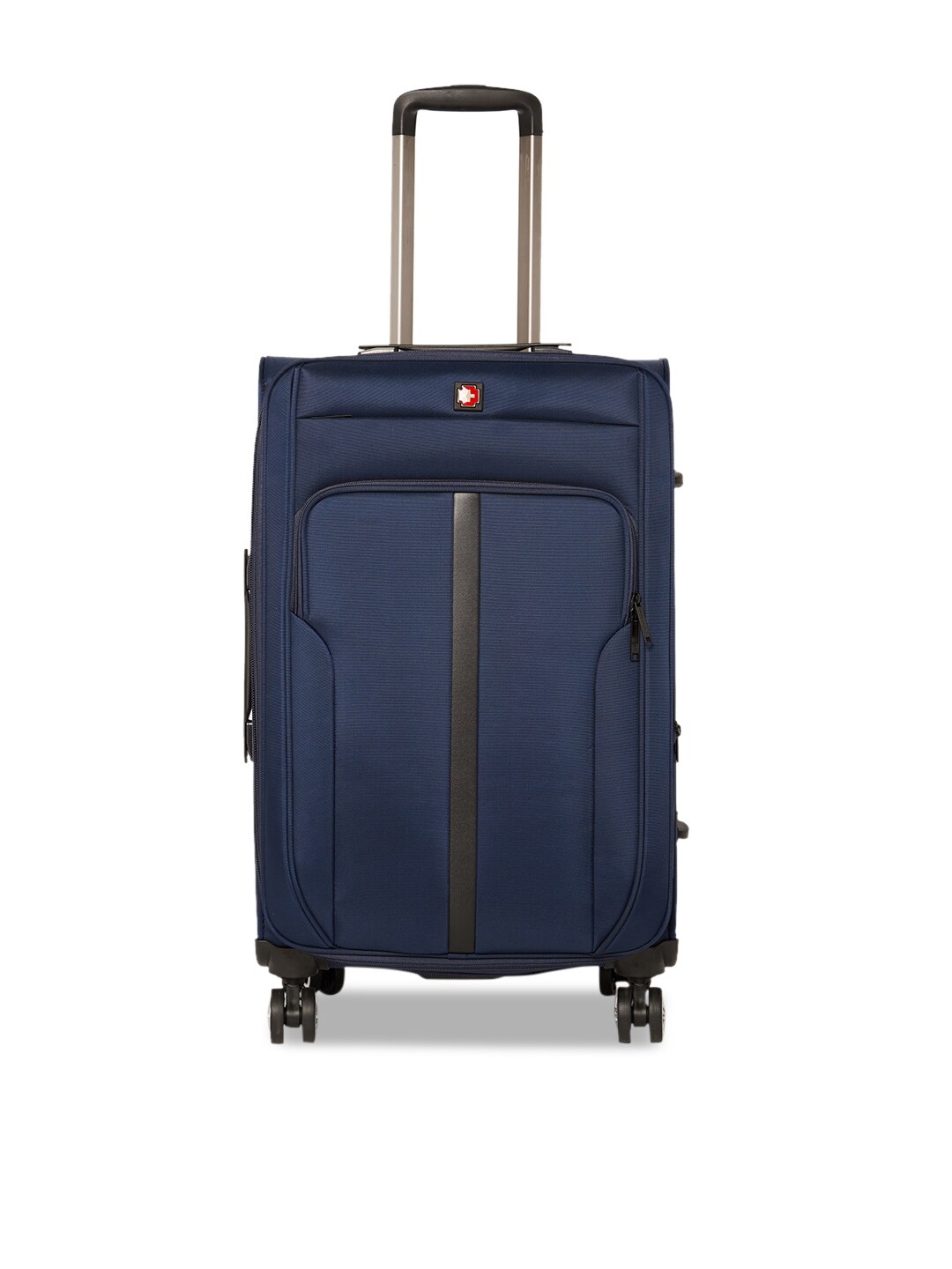 SWISS BRAND Navy Blue Solid Grande Soft-Sided Medium Trolley Suitcase Price in India
