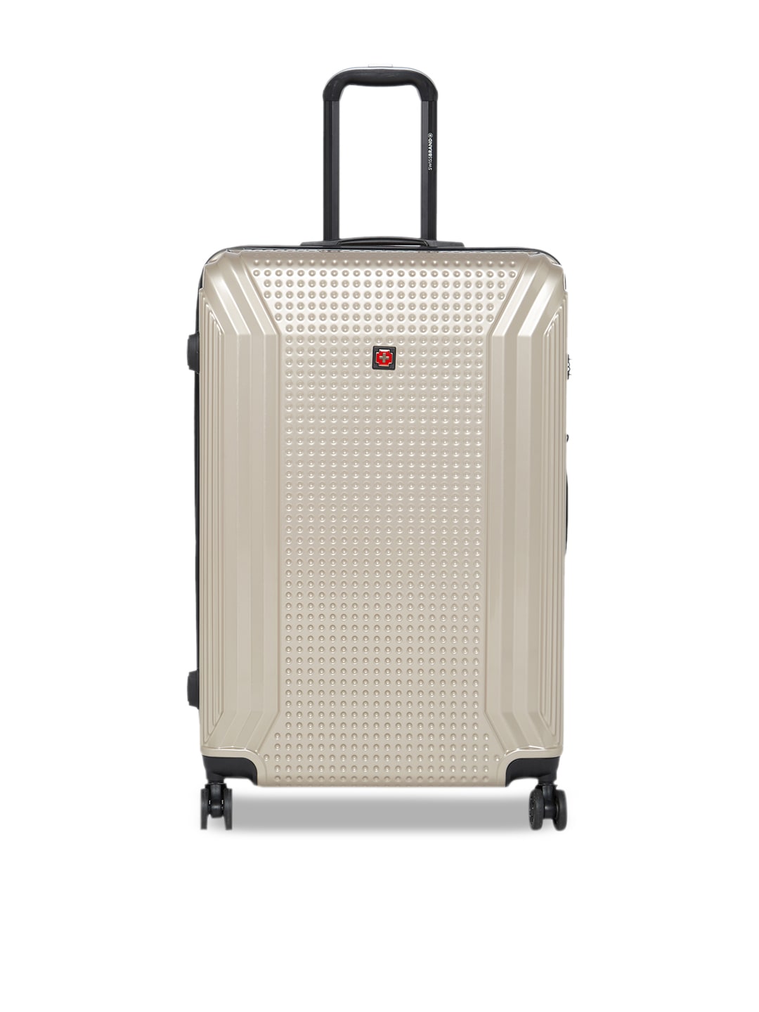 SWISS BRAND Unisex Beige Textured VERNIER 360-Degree Rotation Hard-Sided Large Trolley Suitcase Price in India