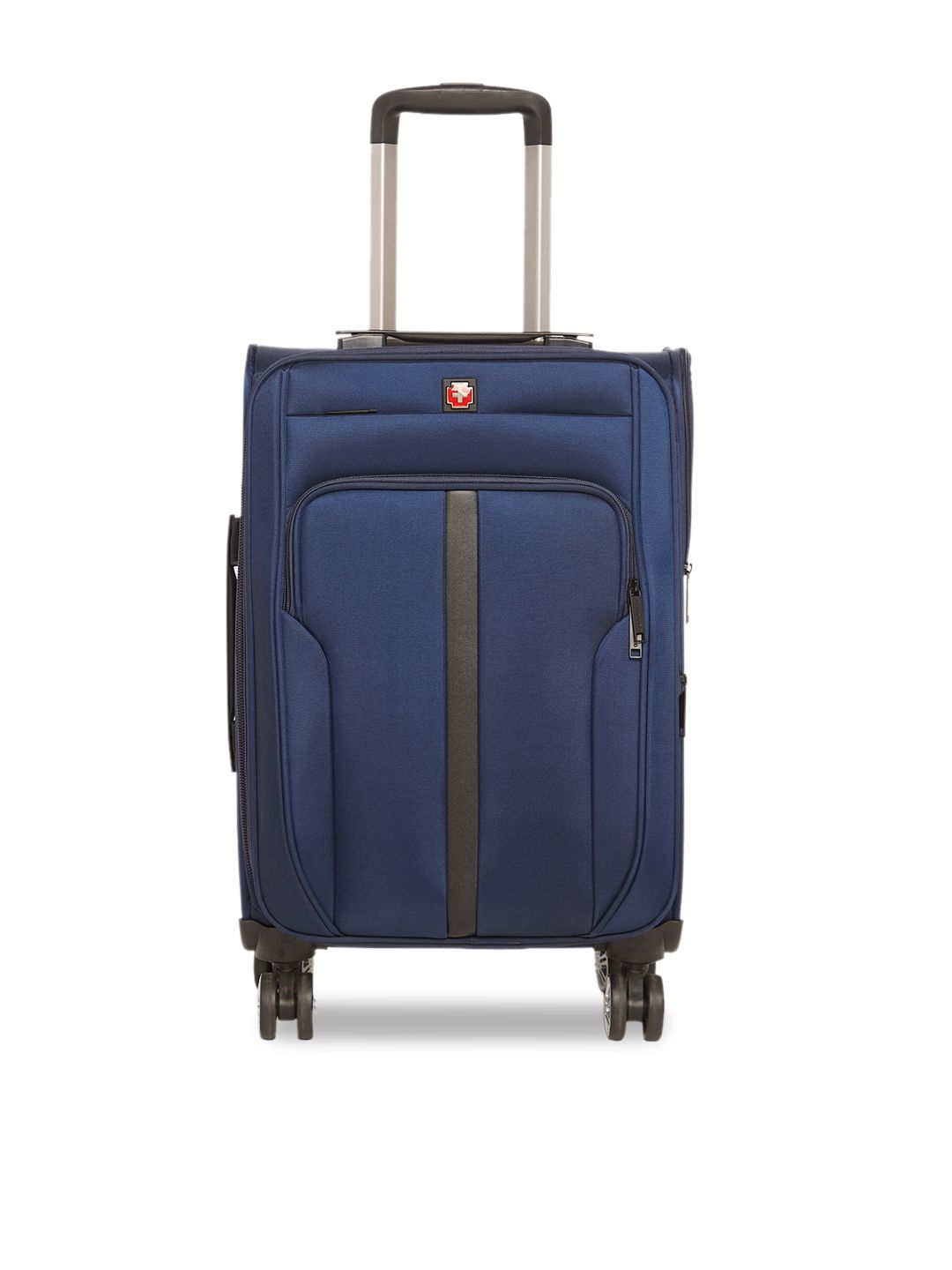 SWISS BRAND Navy Blue Solid Grande Soft-Sided Cabin Trolley Suitcase Price in India