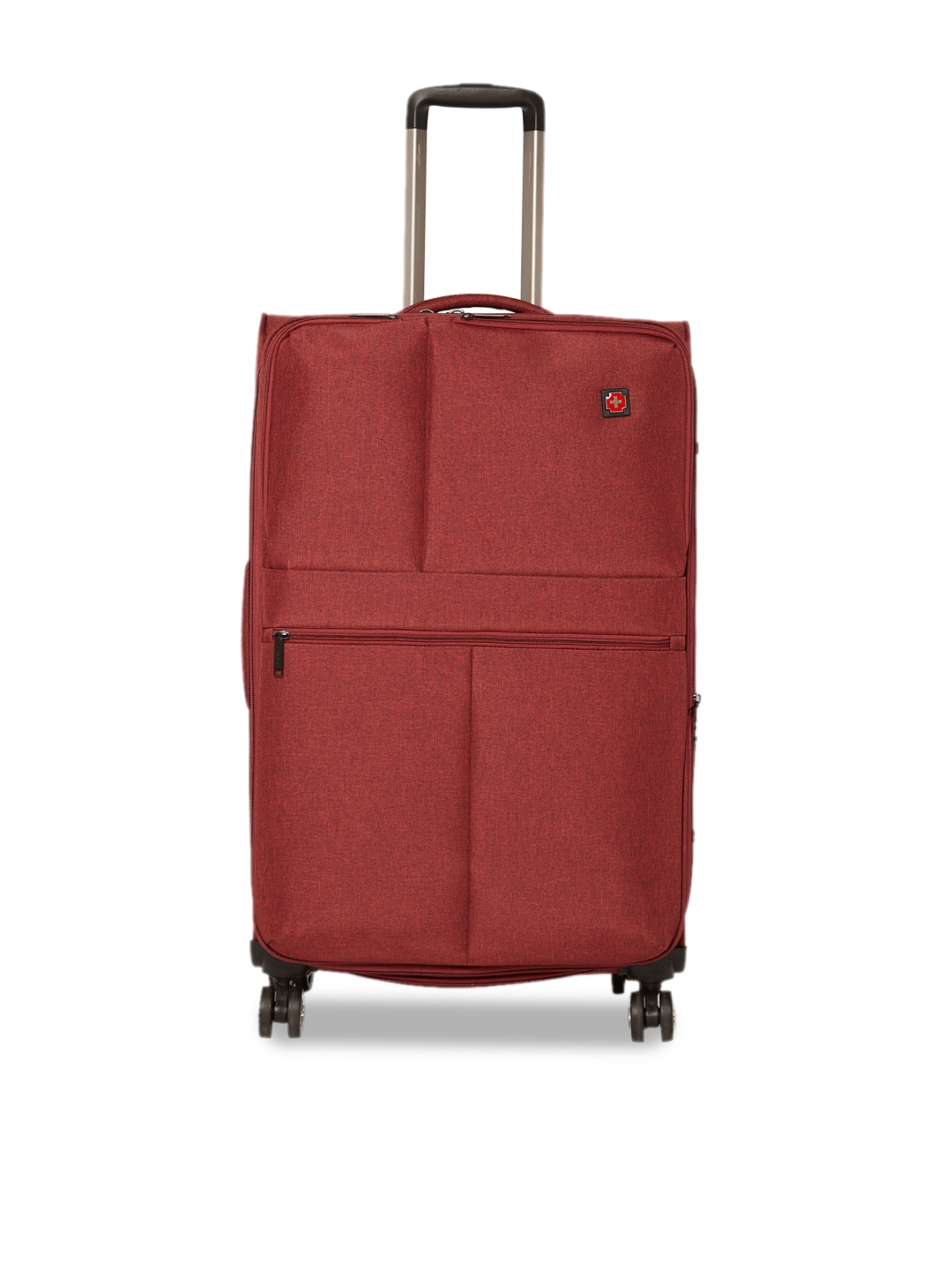 SWISS BRAND Red Solid Vevey Soft-Sided Large Trolley Suitcase Price in India