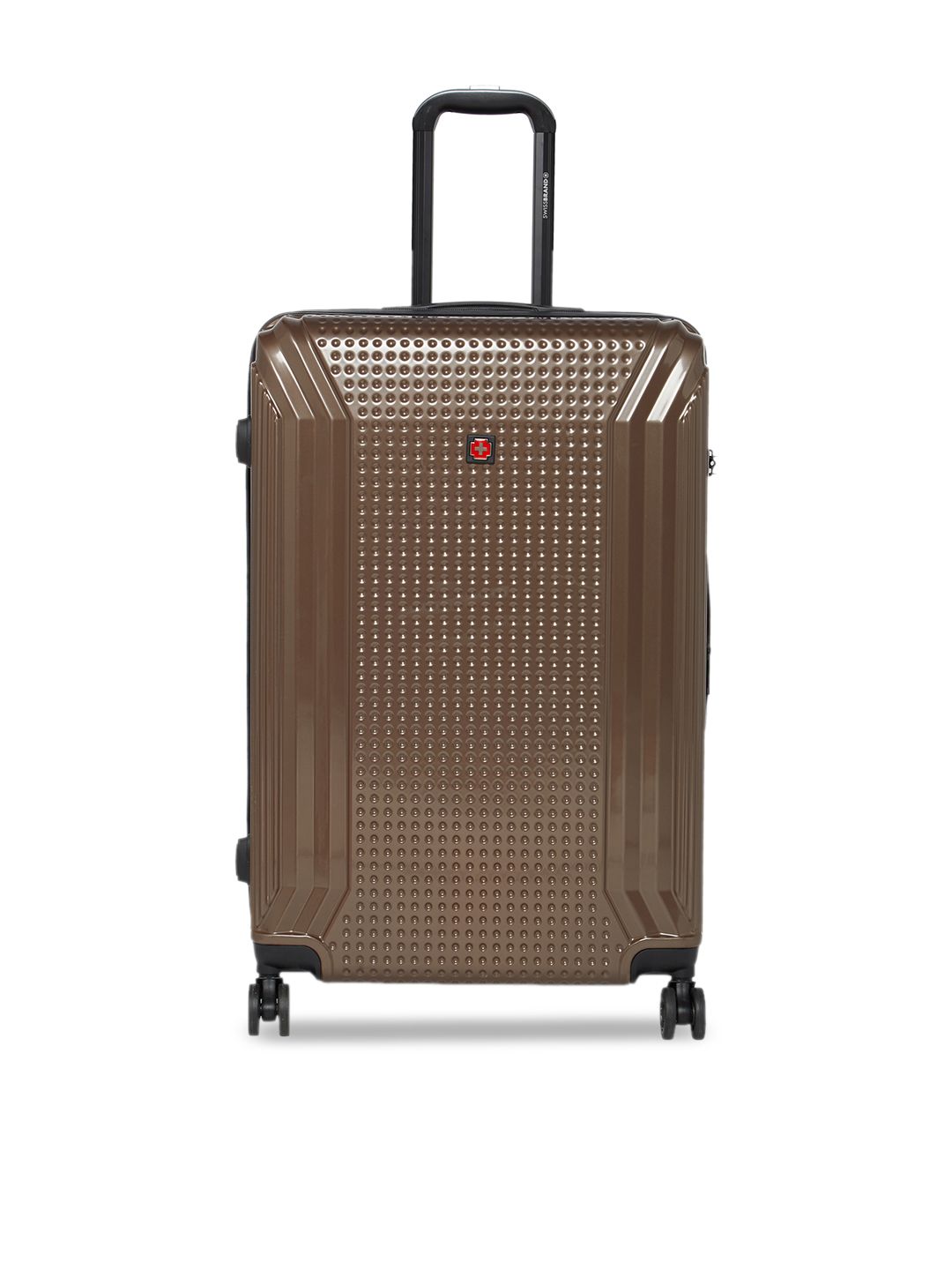 SWISS BRAND Coffee Brown Textured VERNIER 360-Degree Rotation Hard-Sided Large Trolley Suitcase Price in India