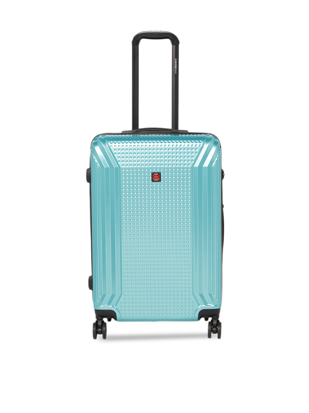 SWISS BRAND Green Textured VERNIER 360-Degree Rotation Hard-Sided Medium Trolley Suitcase Price in India