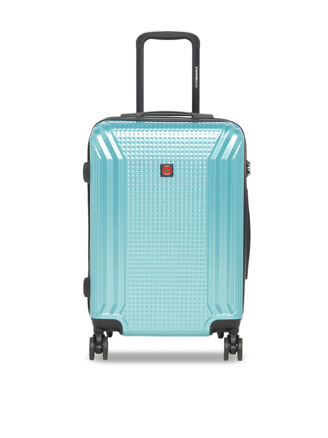 SWISS BRAND Green Textured VERNIER Hard-Sided Cabin Trolley Suitcase Price in India