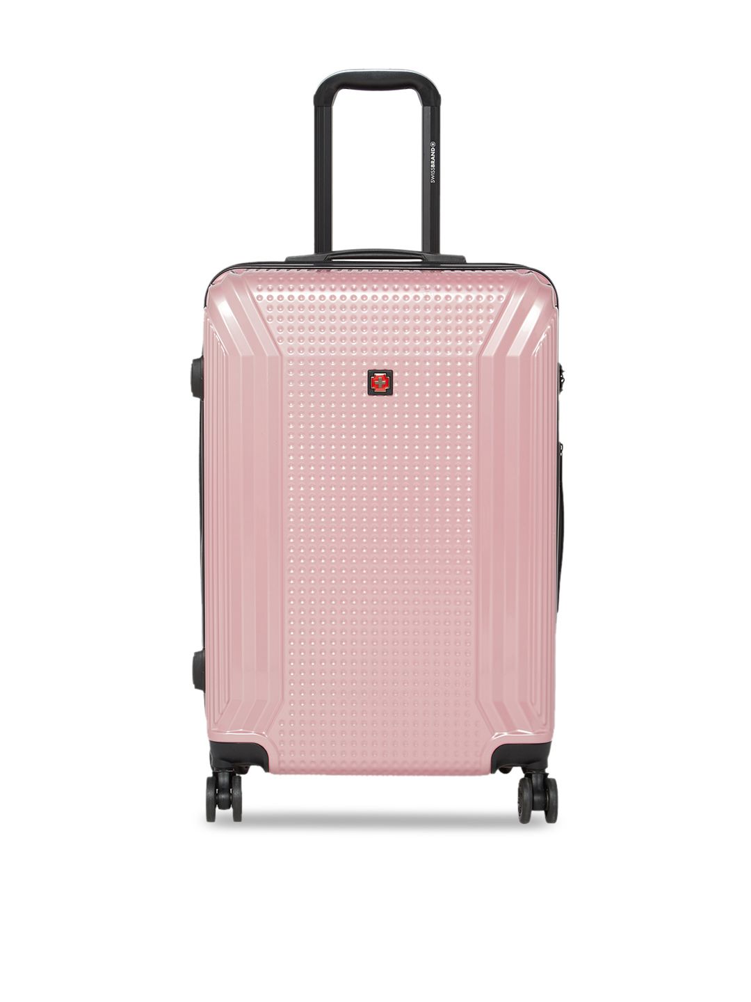 SWISS BRAND Rose Gold-Toned Textured VERNIER Hard-Sided Medium Trolley Suitcase Price in India