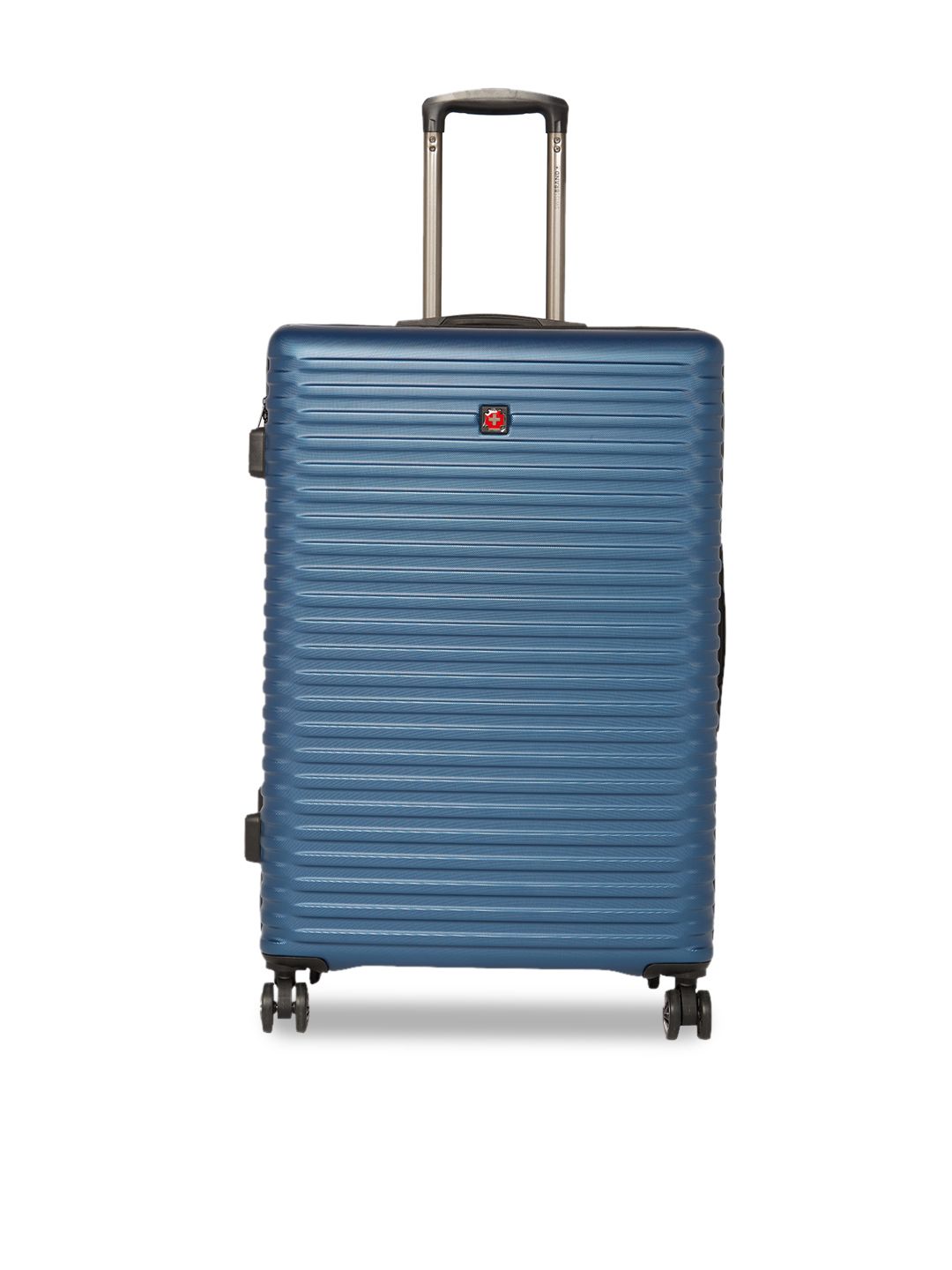 SWISS BRAND Navy Blue Solid Dublin Hard-Sided Large Trolley Suitcase Price in India