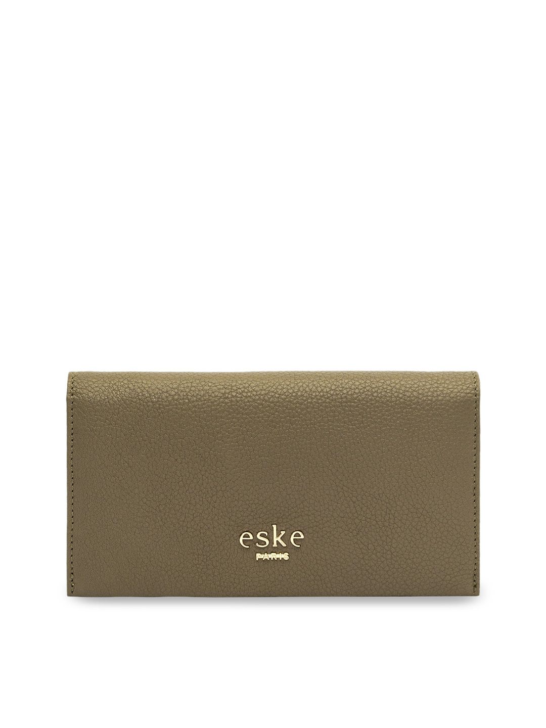 Eske Women Brown Solid Leather Two Fold Wallet Price in India