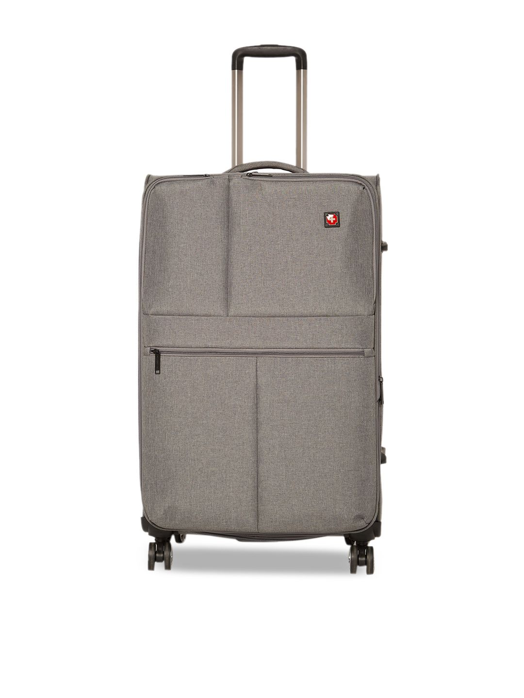 SWISS BRAND Unisex Grey Solid Vevey 360-Degree Rotation Soft-Sided Large Trolley Suitcase Price in India