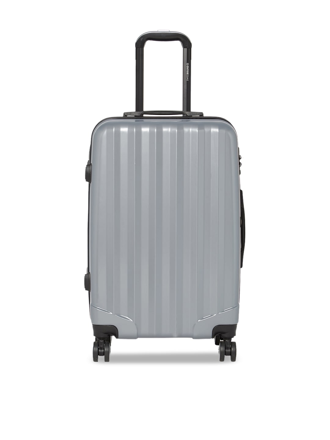 SWISS BRAND Unisex Grey Solid BADEN 360-Degree Rotation Hard-Sided Medium Trolley Suitcase Price in India