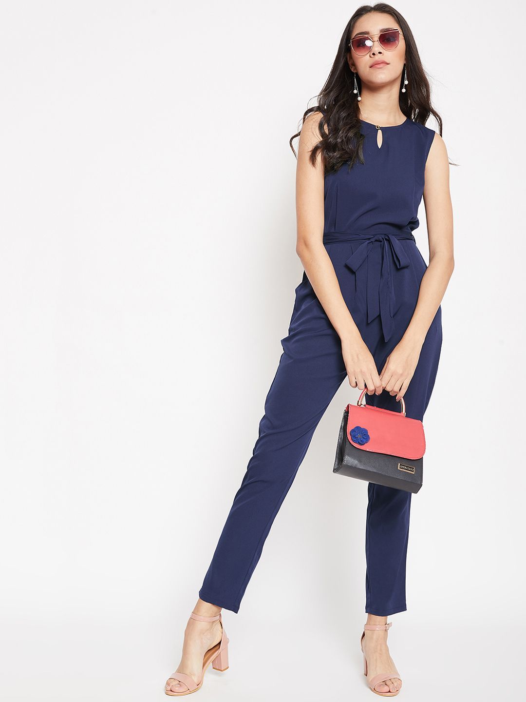 Uptownie Lite Women Navy Blue Solid Basic Jumpsuit Price in India