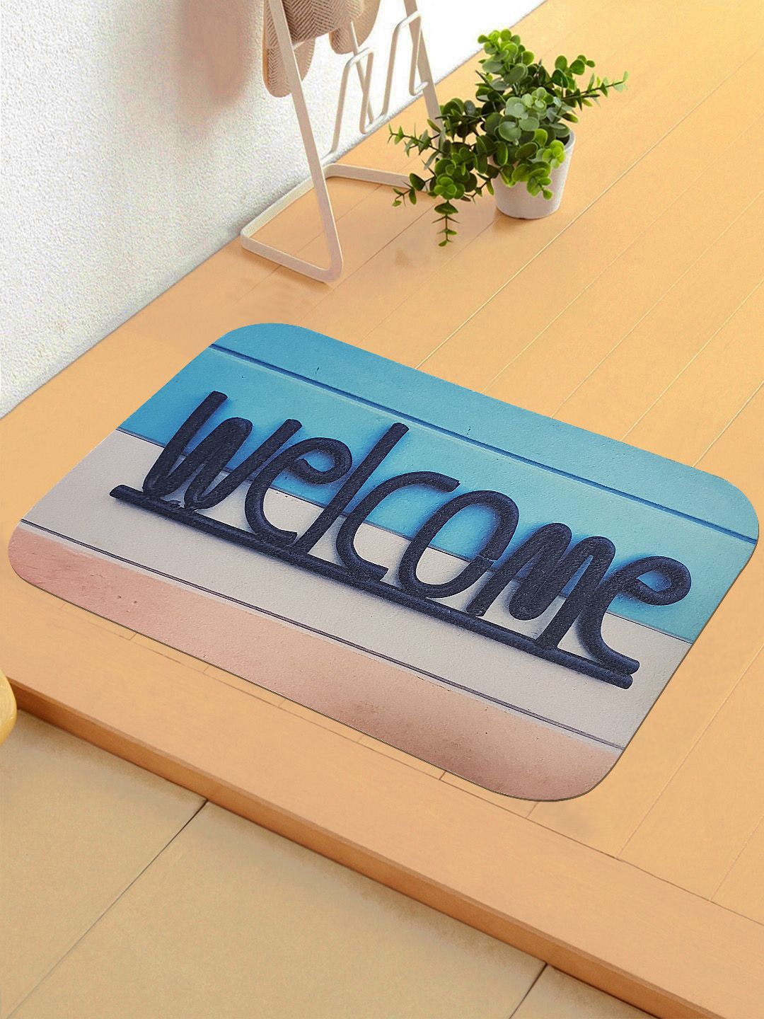 Status Blue & Black 3D Digital Printed Anti-Skid Doormat Price in India