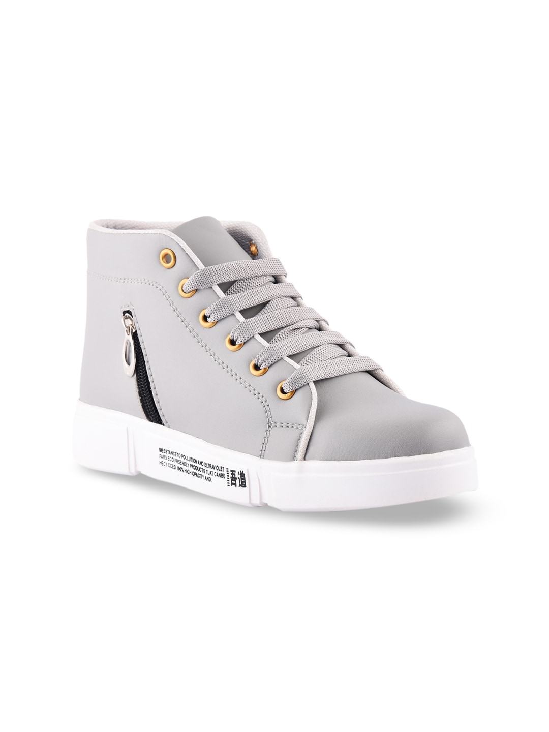 ZAPATOZ Women Grey Mid-Top Sneakers Price in India
