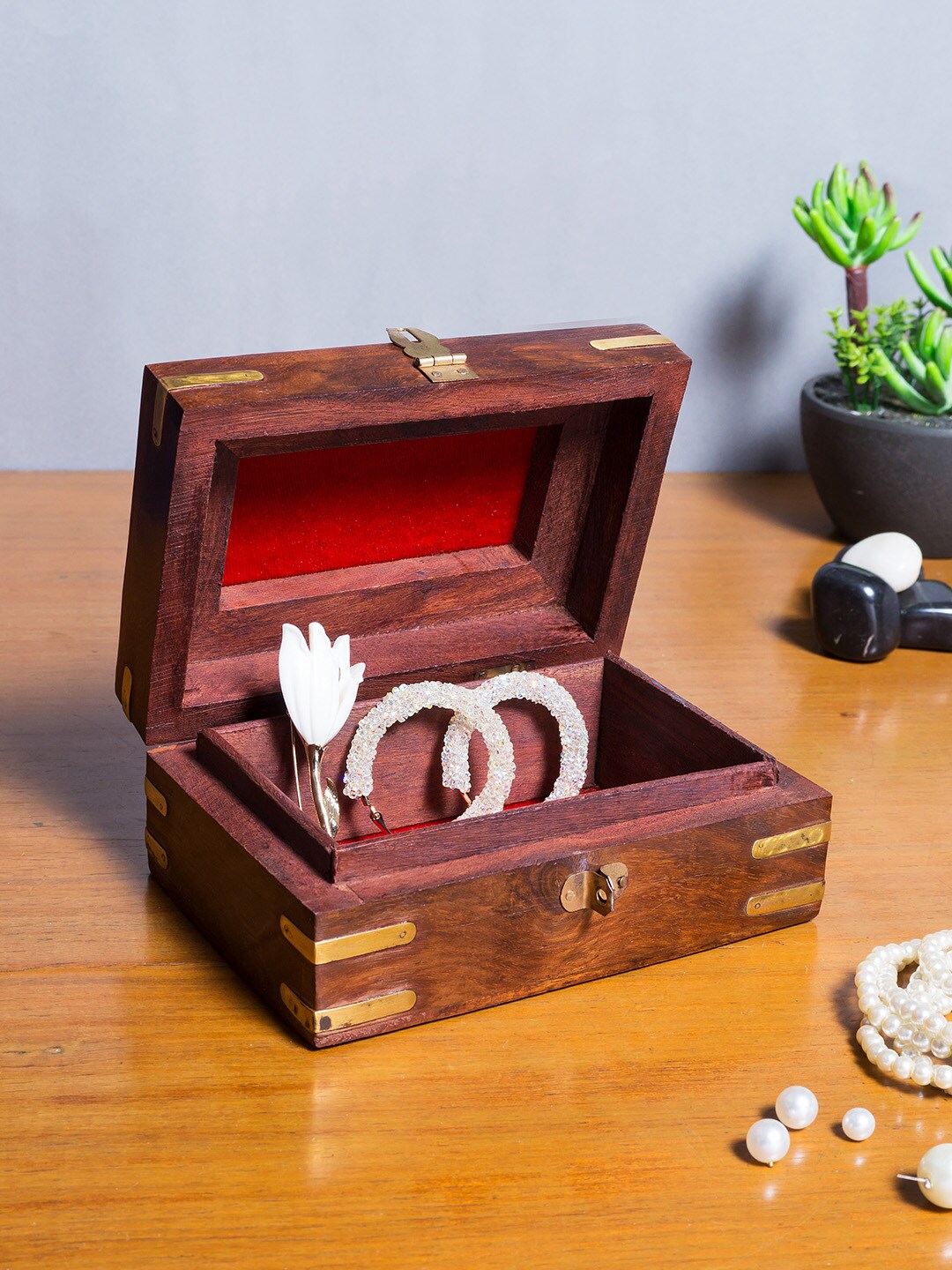 Golden Peacock Brown Handcrafted Wooden Multi-Purpose Box Price in India