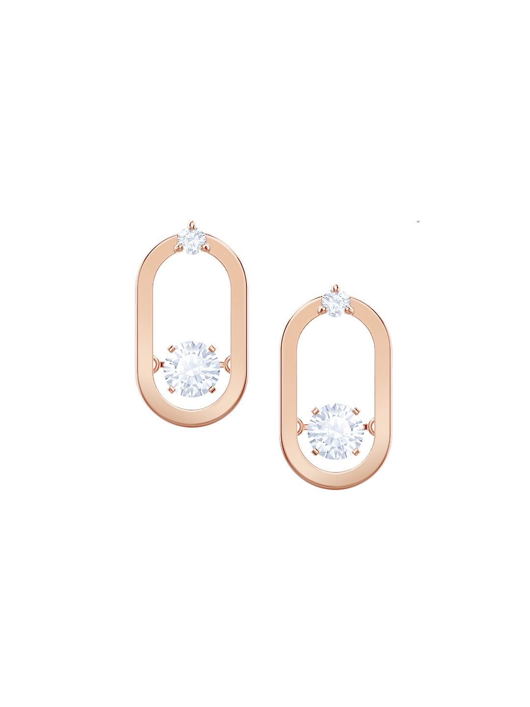 SWAROVSKI White & Rose Gold-Plated Sparkling Dance Pierced Earrings Price in India