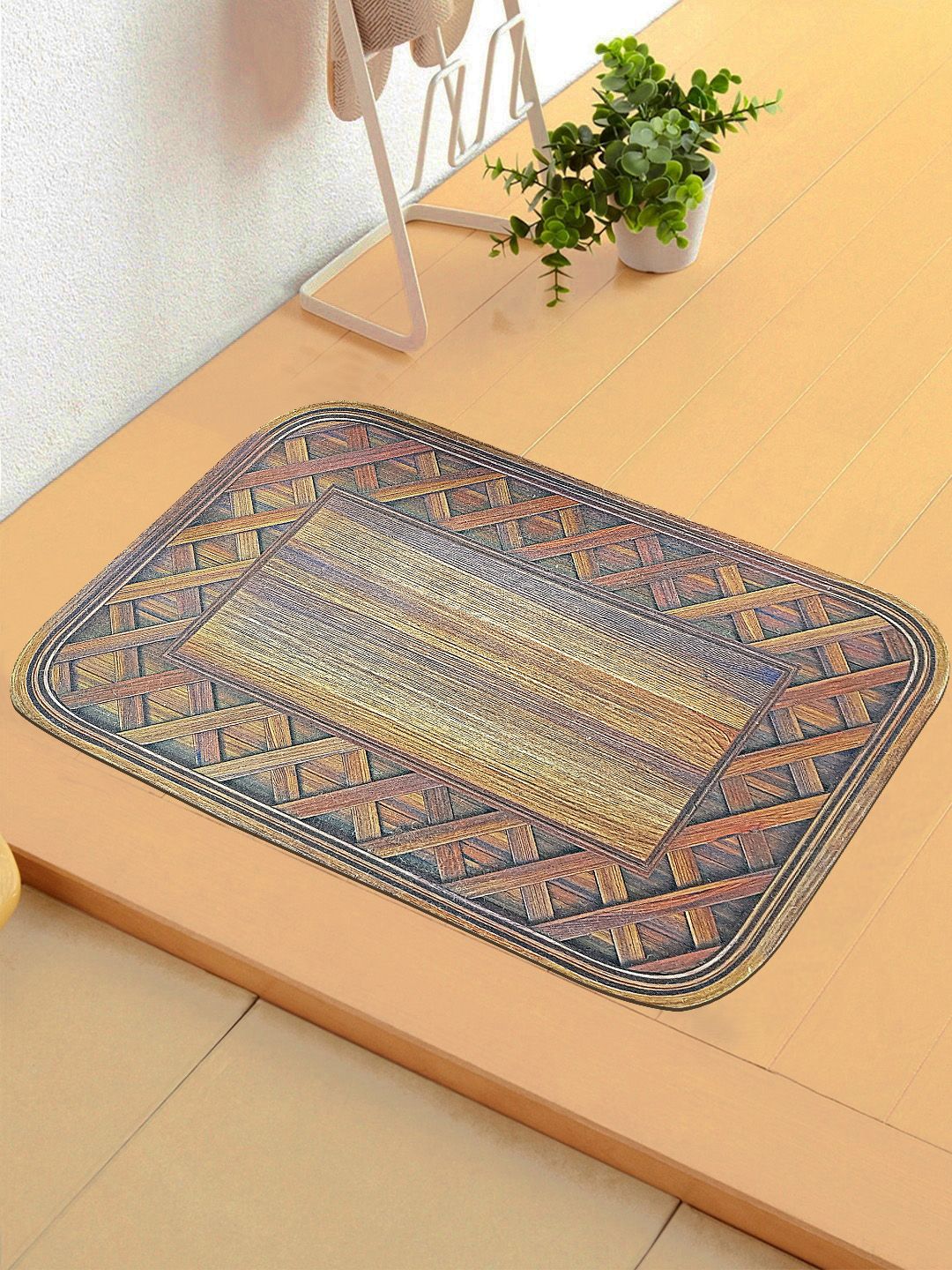 Status Brown & Blue 3D Digital Printed Anti-Skid Doormat Price in India