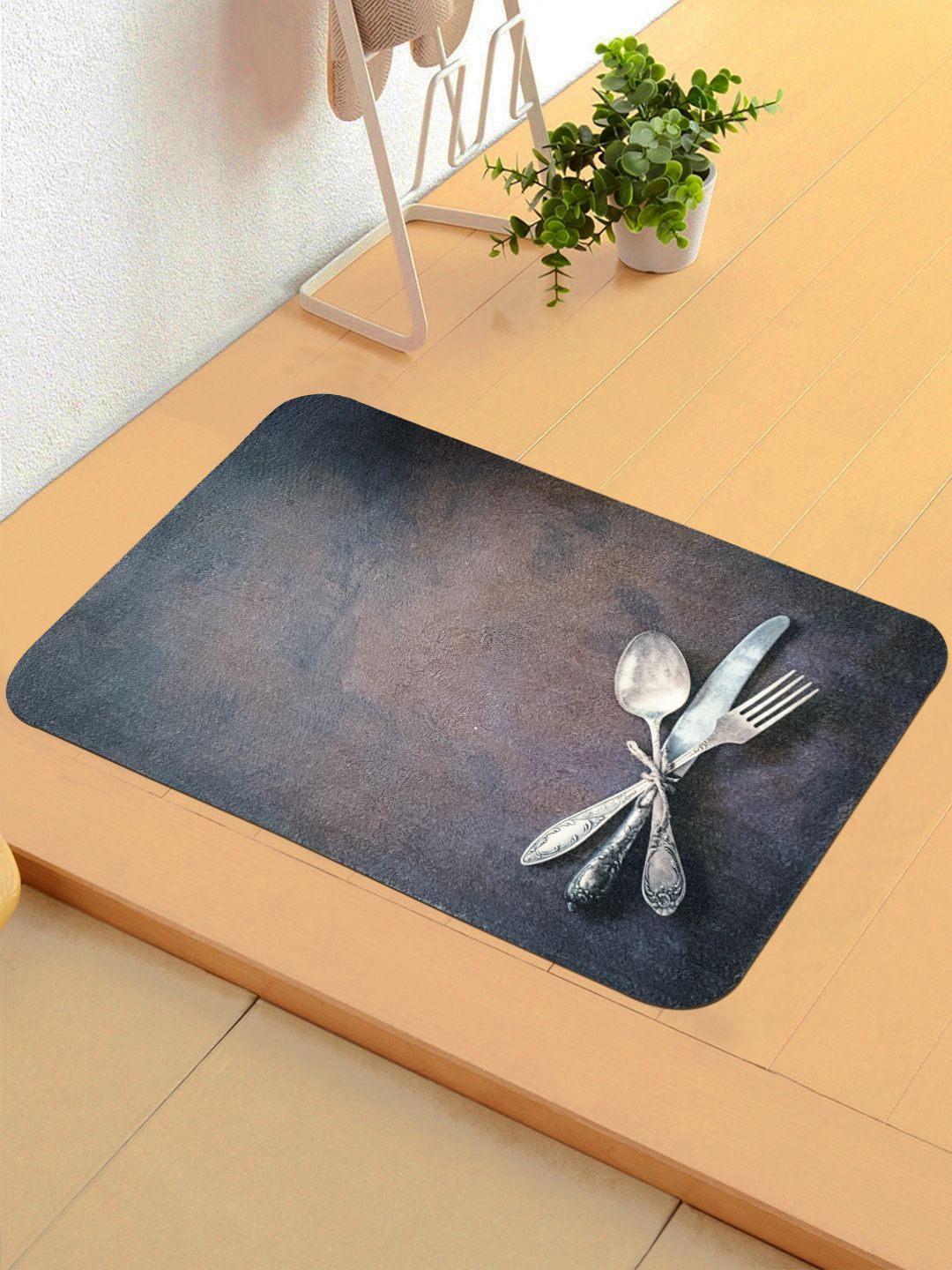 Status Grey & Brown 3D Digital Printed Anti-Skid Doormat Price in India