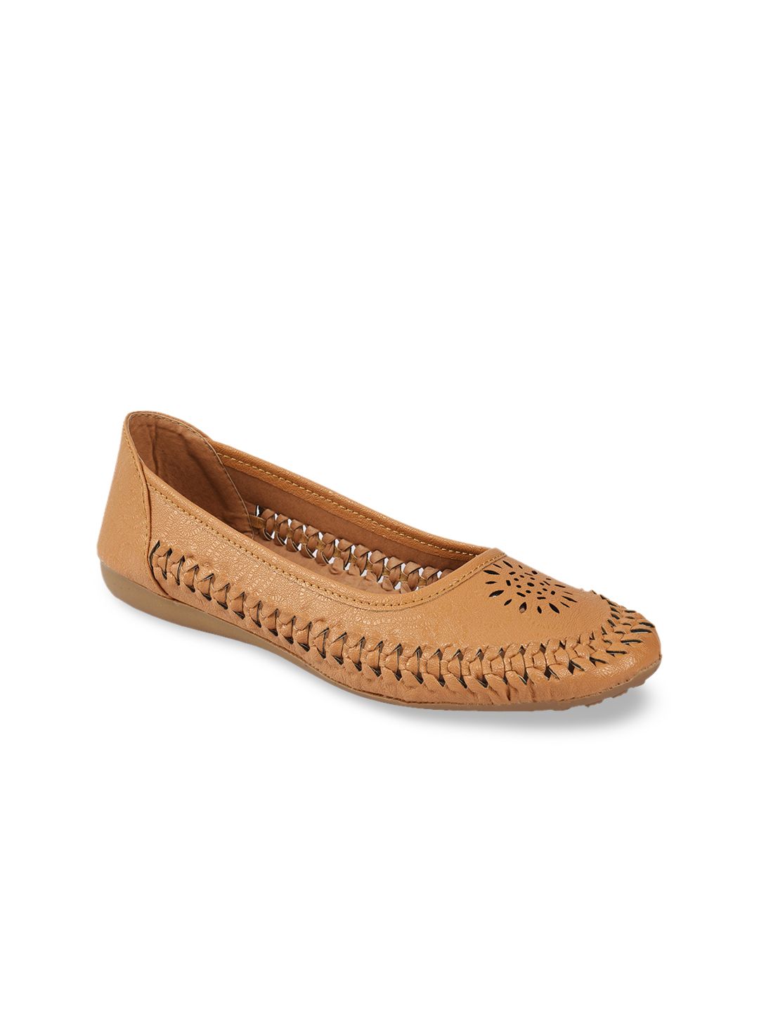 WOMENS BERRY Women Tan Woven Design Ballerinas